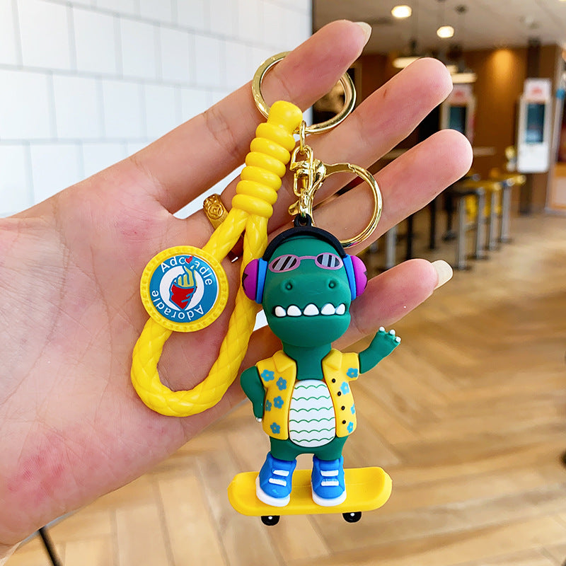 Wholesale Cartoon DJ Little Dinosaur Doll PVC Keychain Cute Keychain ACC-KC-ErLu010