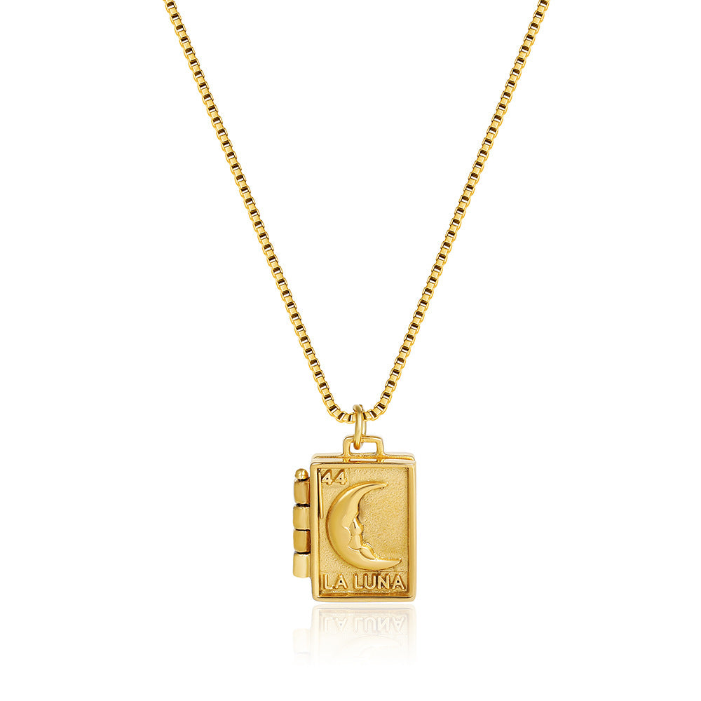 Wholesale stainless steel moon love opening and closing photo album medieval photo frame necklace