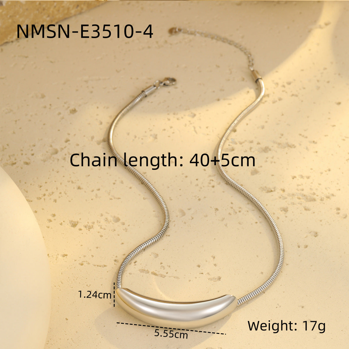 Wholesale Stainless steel simple love snake bone necklace