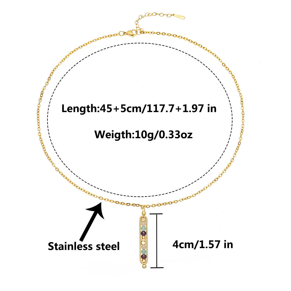 Wholesale Handmade Stone Pendant Necklace Stainless Steel Chain Jewelry Accessory for Women Boutique Resale