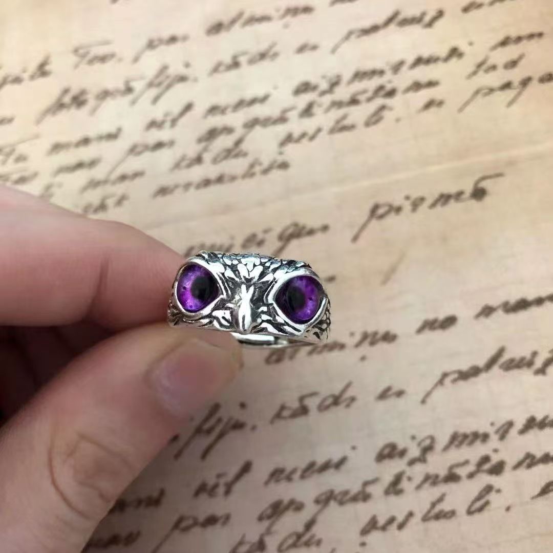 Wholesale Creative silver owl ring domineering silver jewelry does not fade retro jewelry