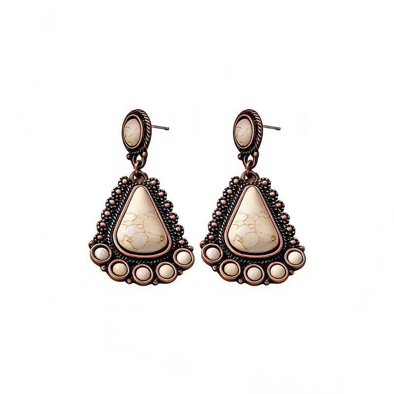 Wholesale Bohemian-Style Geometric Turquoise Earrings — Vintage Teardrop Dangles Statemente Earrings