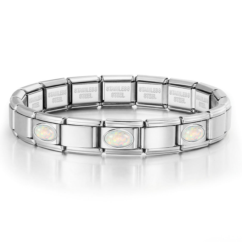 Wholesale Oval Stainless Steel Bracelet Set DIY Italian Module Charm Jewelry Accessory for Boutique Resale