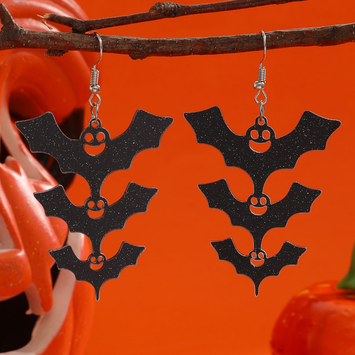 Wholesale Gothic Bat Pendant Earrings,  Zinc Alloy Ancient Silver,  Trendy Party Wear Fashion Accessory