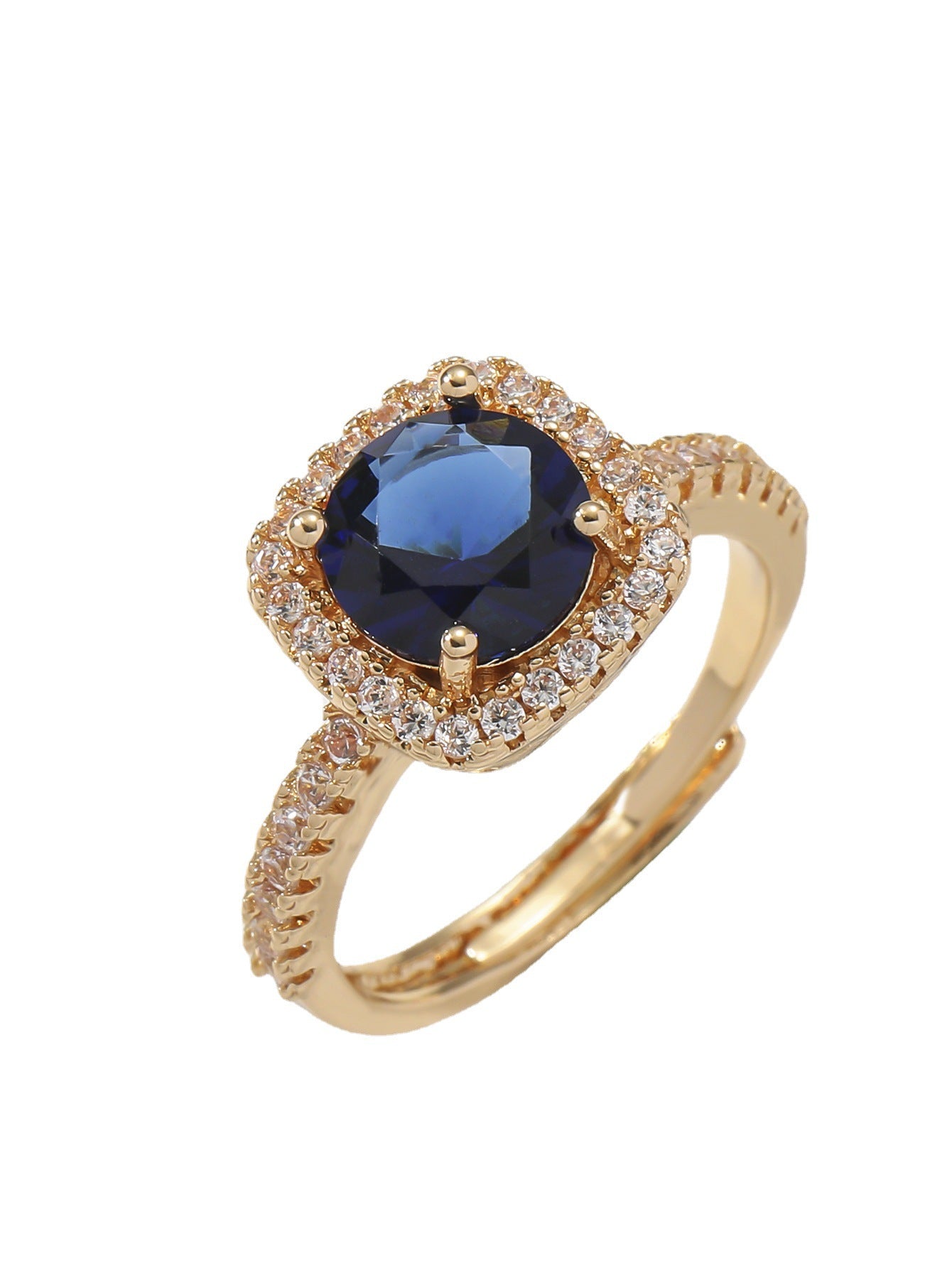 Wholesale inlaid zircon square adjustable quality ring for women