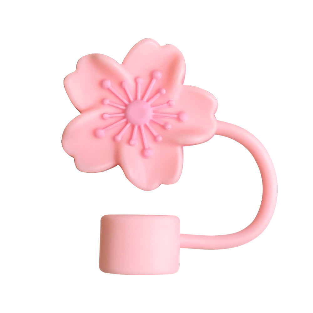 Wholesale silicone flower straw cap Stanley straw sleeve 10mm dust plug
