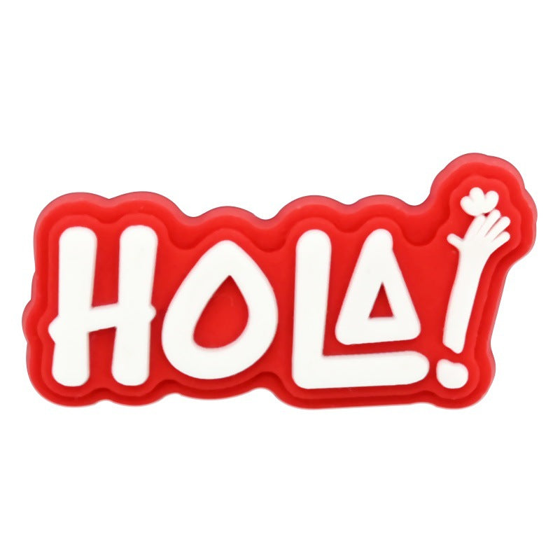 Wholesale  Random 100pcs Colorful Spanish phrase series PVC Soft Rubber Shoe Buckle Decoration