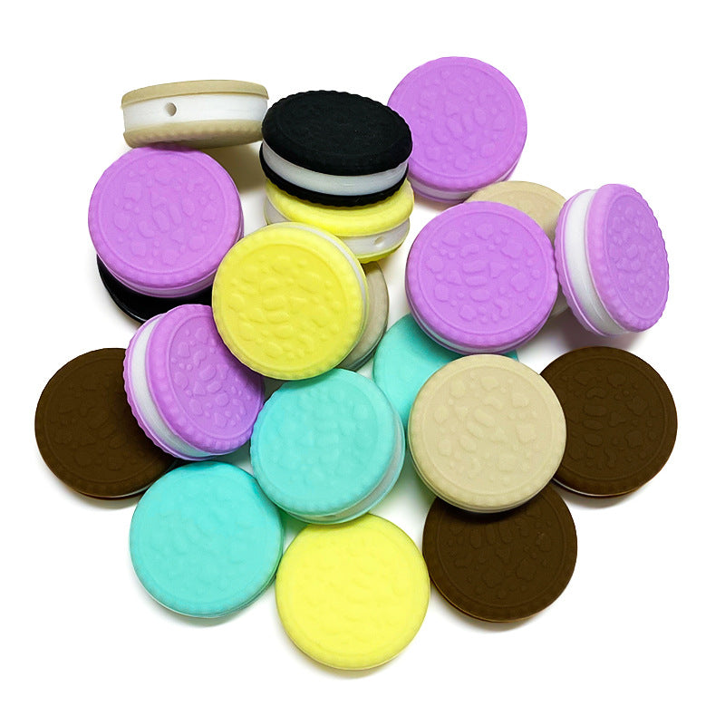 Wholesale 10pcs Sandwich Biscuits Macarons Silicone Fun Food and Play Ornaments DIY Focus Beads Focal Beads ACC-BDS-WDX206