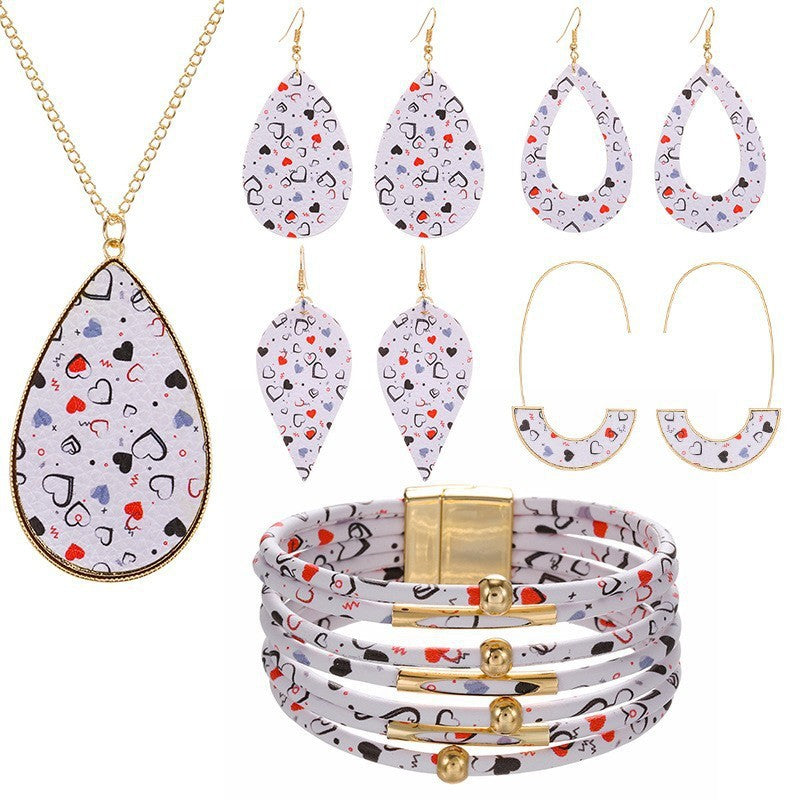 Wholesale Valentine's Day pink heart series earrings necklaces jewelry