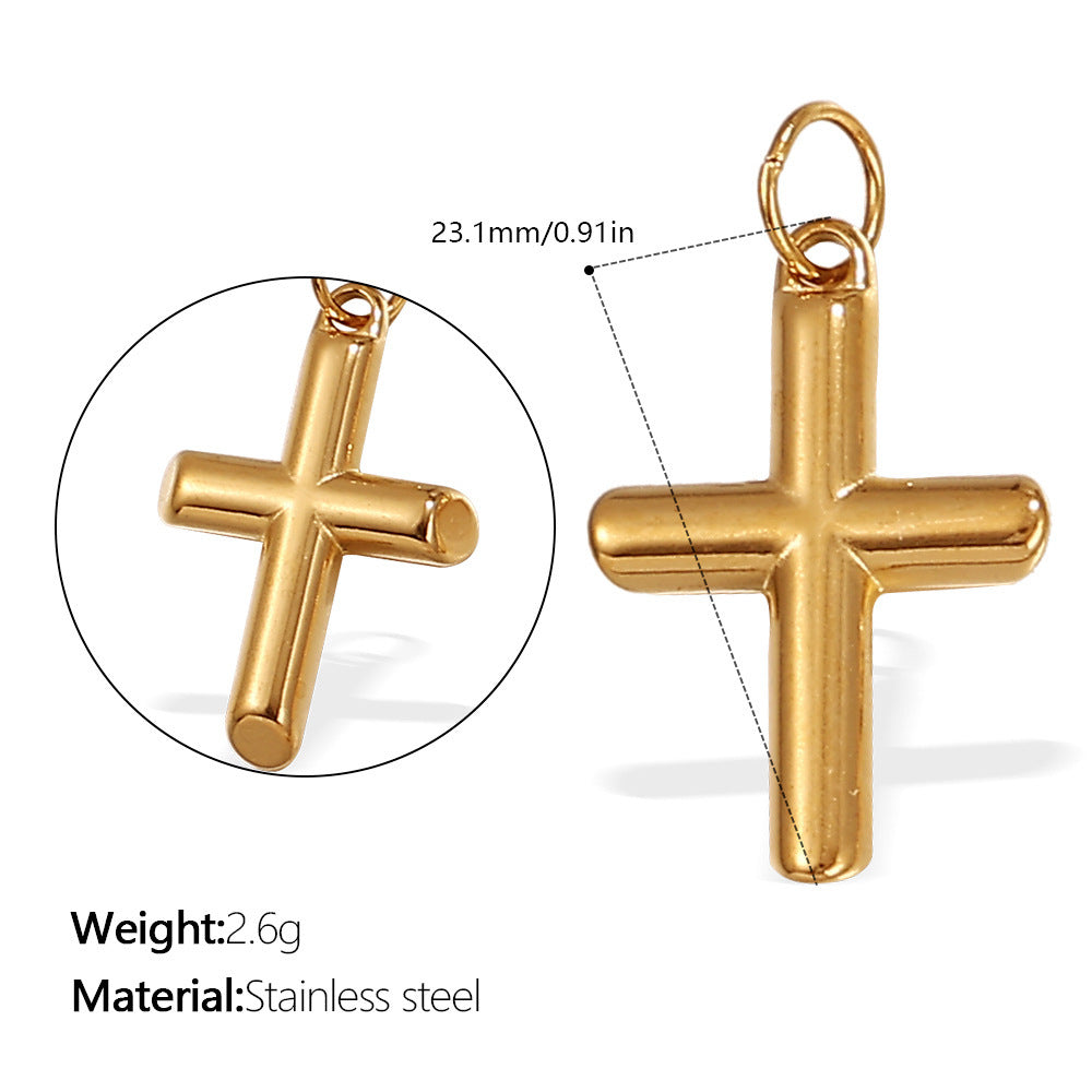 Wholesale Irregular Cross-Shaped DIY Stainless Steel Pendant Full Diamond Jewelry Accessories Necklace Zircon Diamond Inlaid