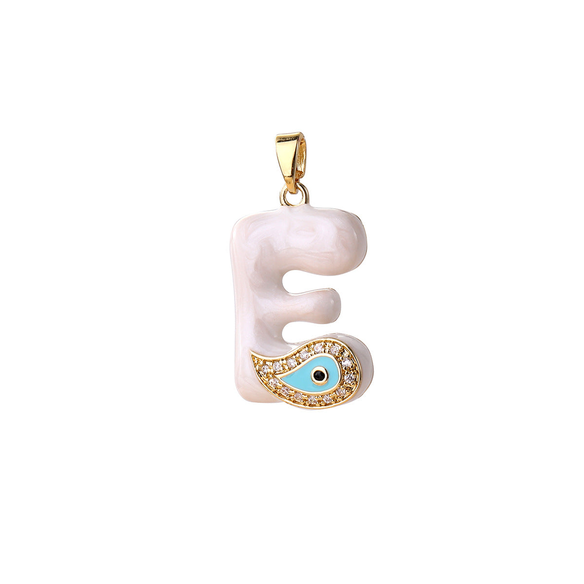 Wholesale Evil Eye Letter Pendant 16K Gold Plated Copper With Zircon Fashion Decorative Accessory DIY Jewelry Charm Boutique Gift Resale