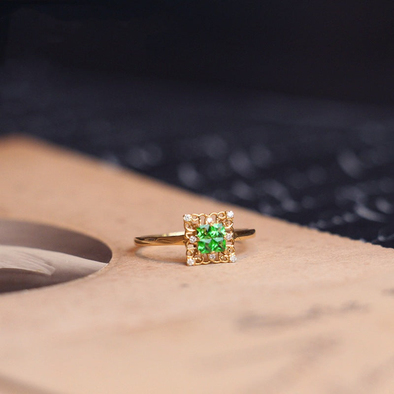 Wholesale Christmas Square Cut Zircon 18k Open Ring