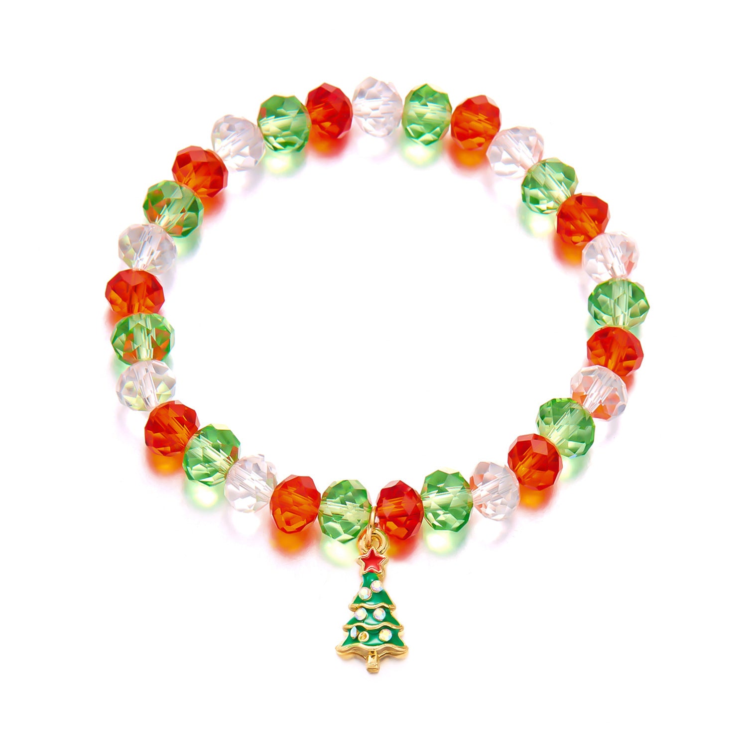 Wholesale Christmas tree old man pendant crystal beaded bracelet
