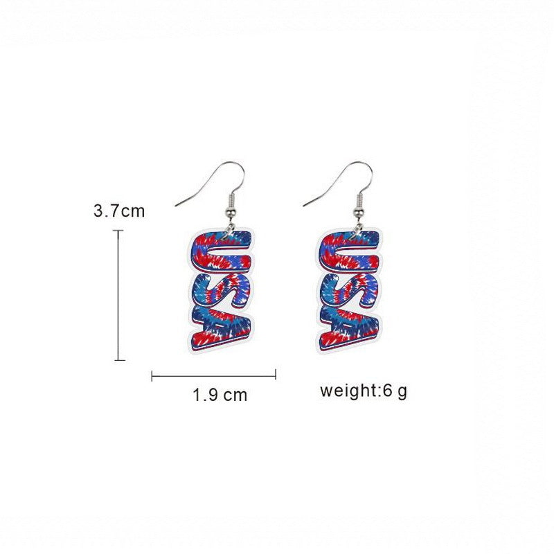 Wholesale  USA Independence Day Earrings Flag Butterfly Cow Finger Smiley Eagle Pendant Jewelry