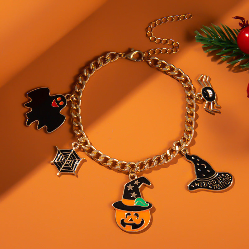 Wholesale  Funny Ghost Pumpkin Bracelet Alloy Electroplating Party Jewelry
