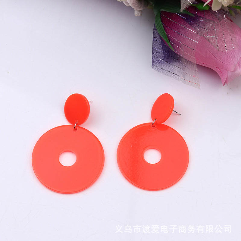 Wholesale  12-Color Round Cut Out Acrylic Earrings