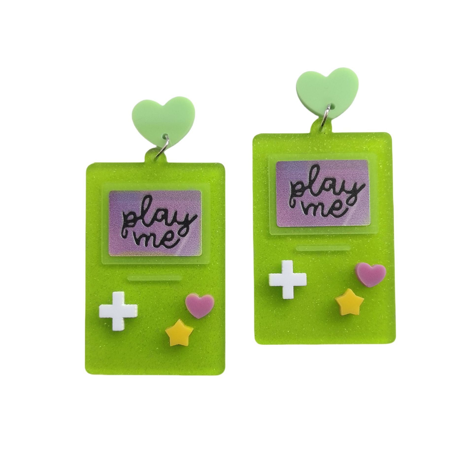 Wholesale Acrylic colorful English letter five-pointed star game console earrings