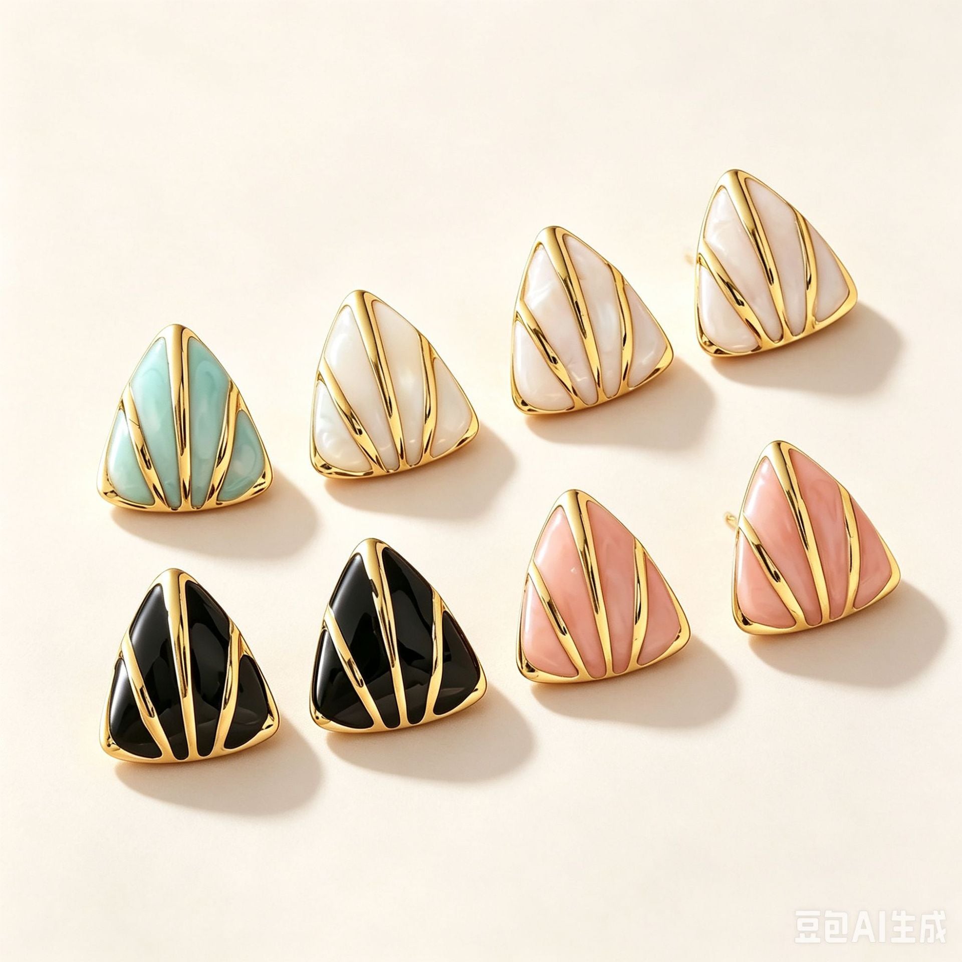 Wholesale Stainless Steel Triangle Enamel Earrings Cute Fashion Accessory