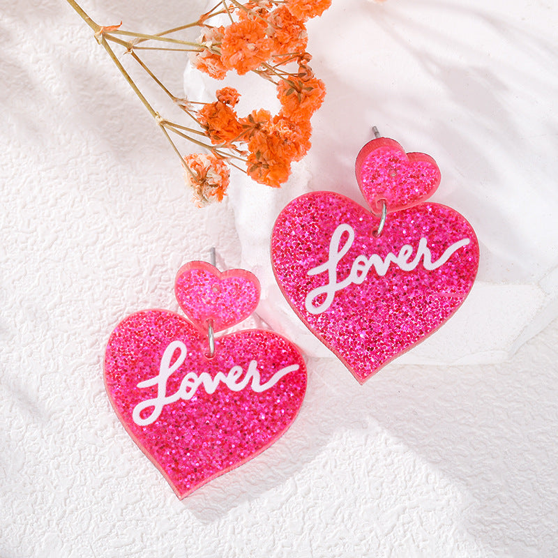 Wholesale  acrylic love  Valentine's Day earrings