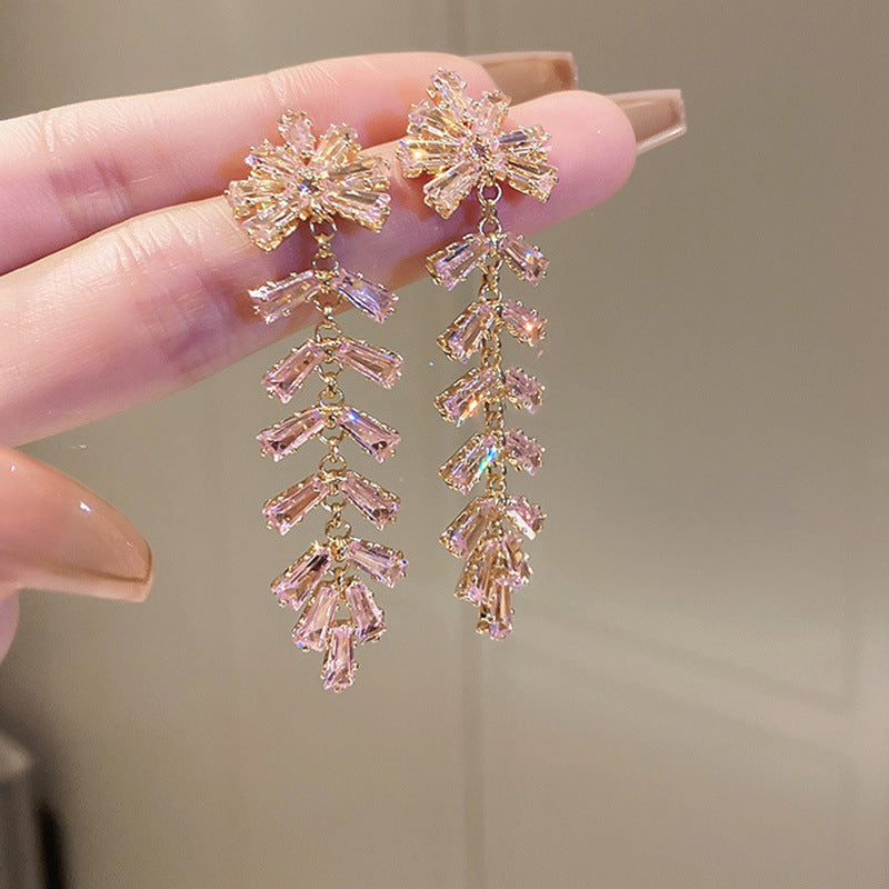 Wholesale Silver Needle Pink Pleated Love Flower Opal Pearl Earrings ACC-ES-Fengm005