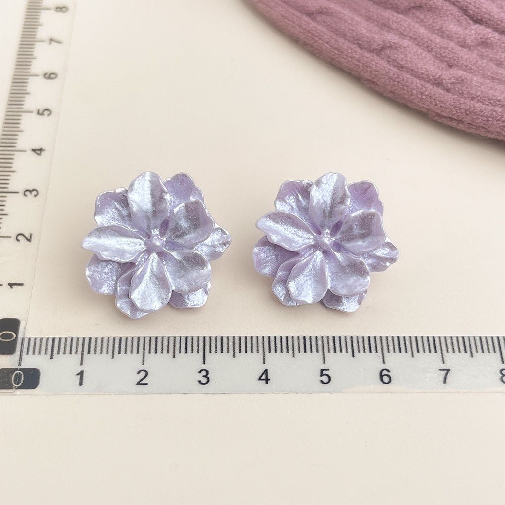 Wholesale French retro Vintage purple oil-drop flower earrings