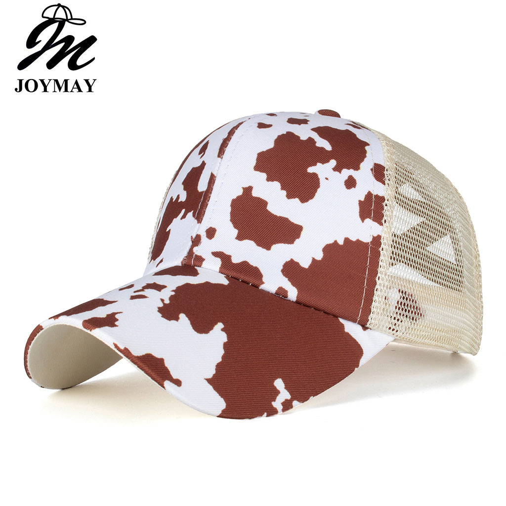 Wholesale Cow Print Baseball Cap Stylish Women S Ponytail Cap With Elastic Mesh Chic Fashion Accessory For Gift Boutique Resale