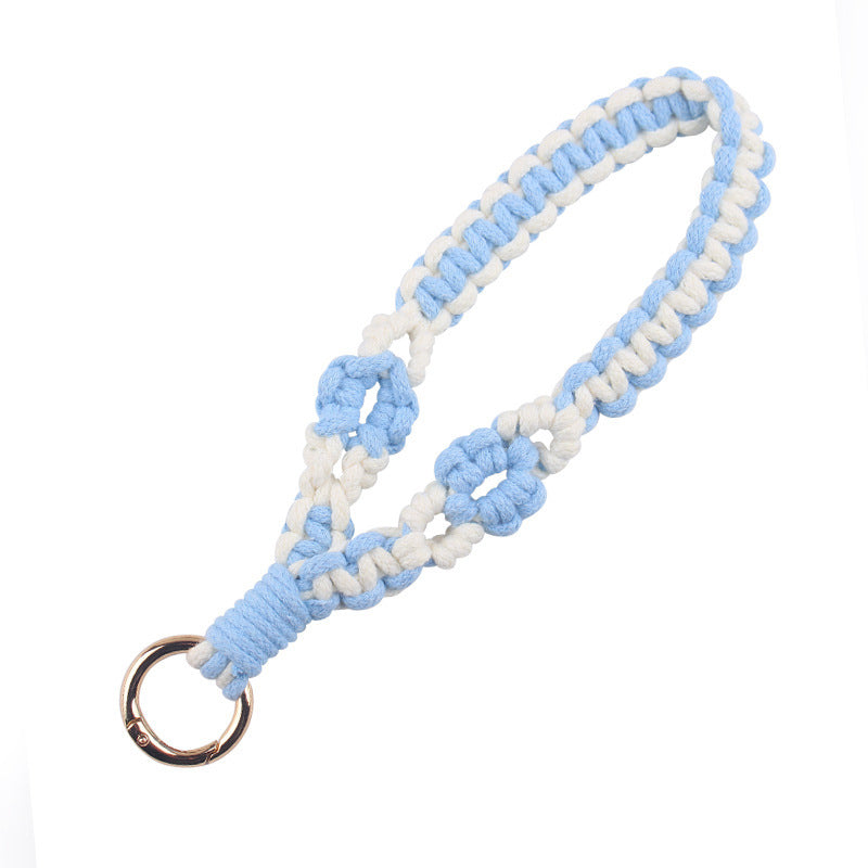 Wholesale  pure hand-woven flower leaf pattern lanyard  keychain