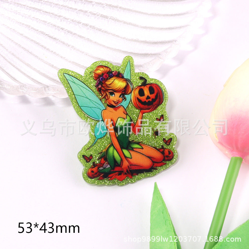 Wholesale 10pcs DIY Flatback Cartoon  Acrylic Flatback Badge Reels Retractable Keychain DIY Accessories