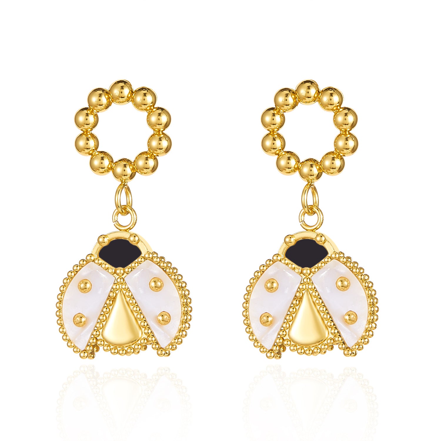 Wholesale Stainless steel luxury ladybug earrings  retro temperament all-match earrings