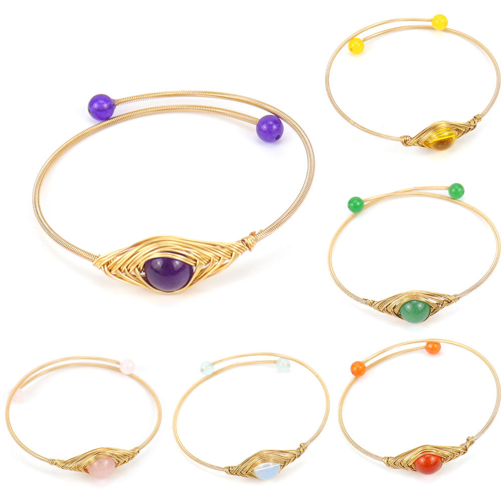 Wholesale Handmade Evil Eye Beaded Bracelet Amethyst Crystal Fashion Accessory