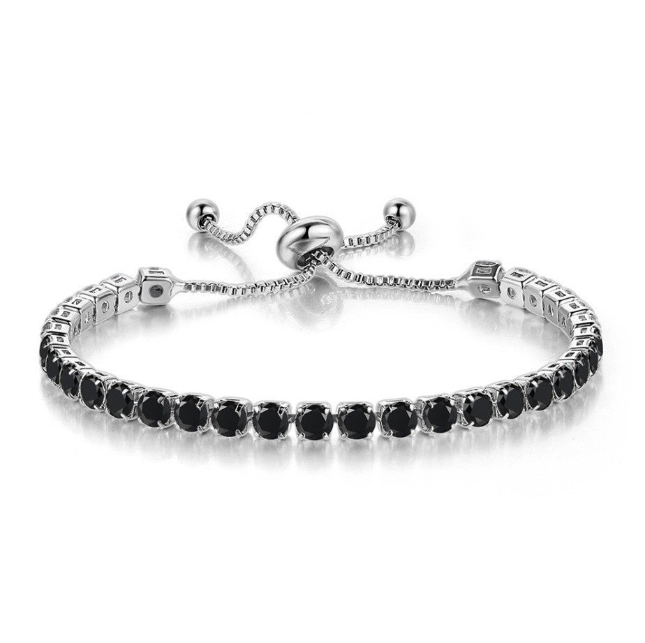 Wholesale 4mm round single row full diamond adjustable crystal tennis bracelet