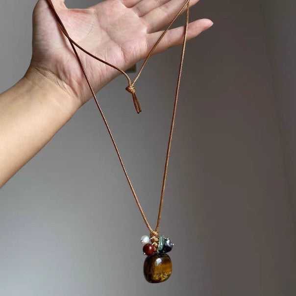 Wholesale Maillard Tiger Eye Beaded Necklace