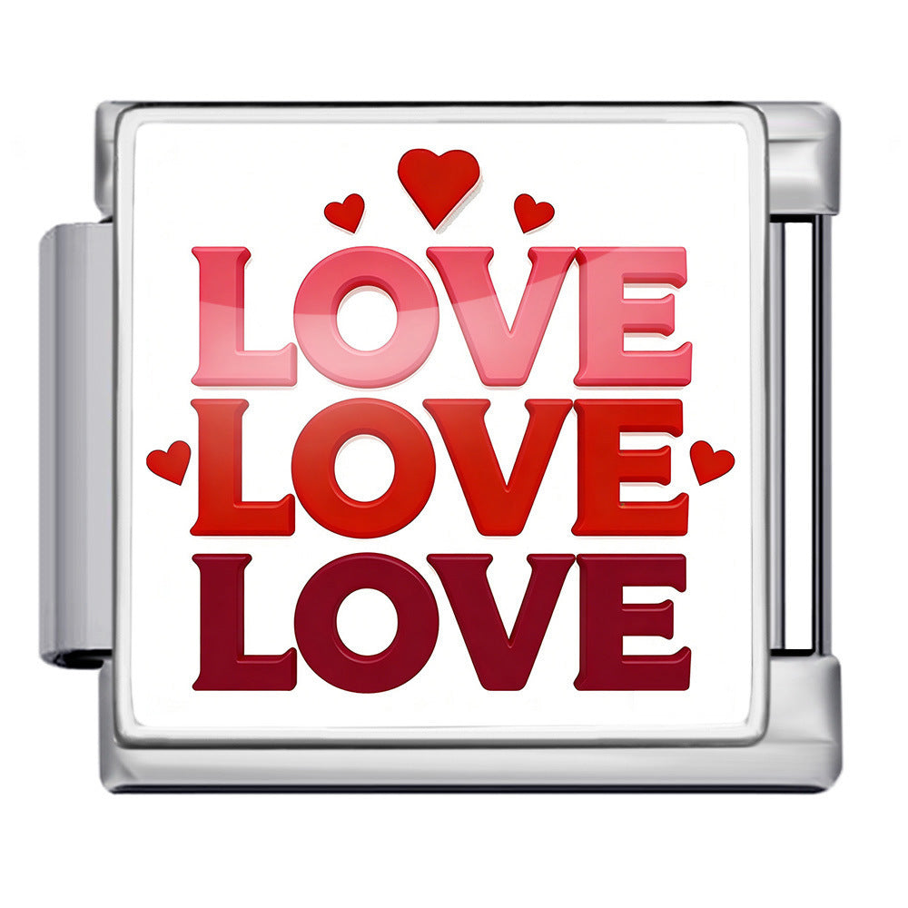 Wholesale Titanium Steel Love Series Square Pattern Modular Bracelet For Valentine S Day Gifts
