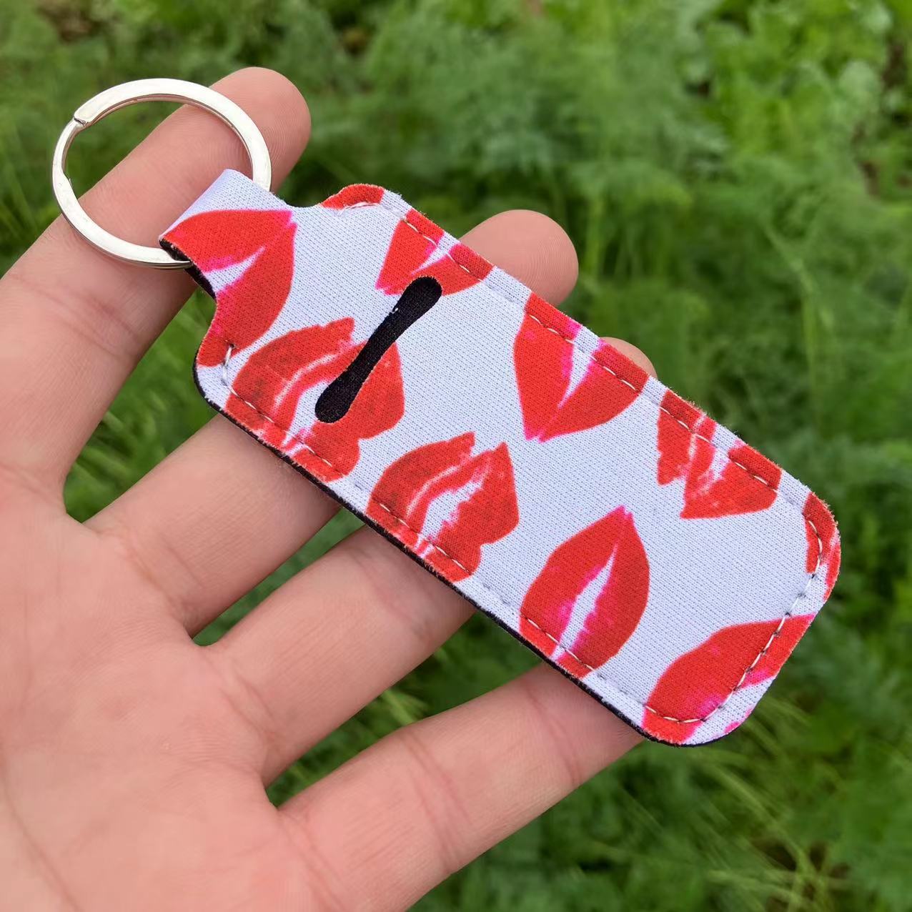 Wholesale Cotton Printed Lipstick Bag Keychain - Sunflower on Black,  Celestial Pattern,  Boutique Resale Accessory