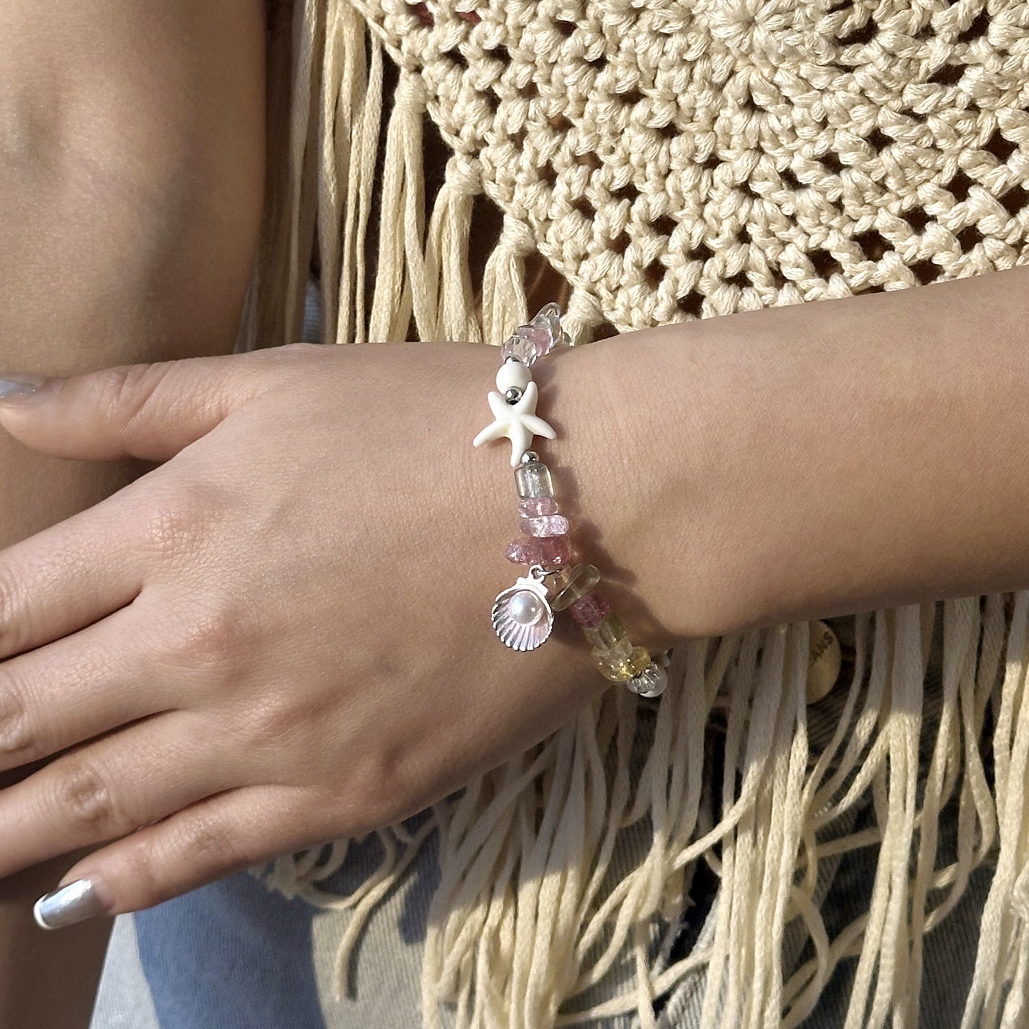 Wholesale  Gravel Starfish Shell Bracelet Bohemian Summer  Bracelet