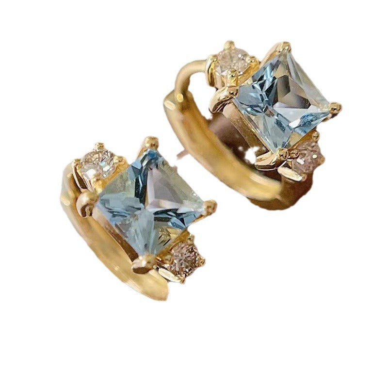Wholesale Natural London Blue Topaz Plated 18K Gold Earrings