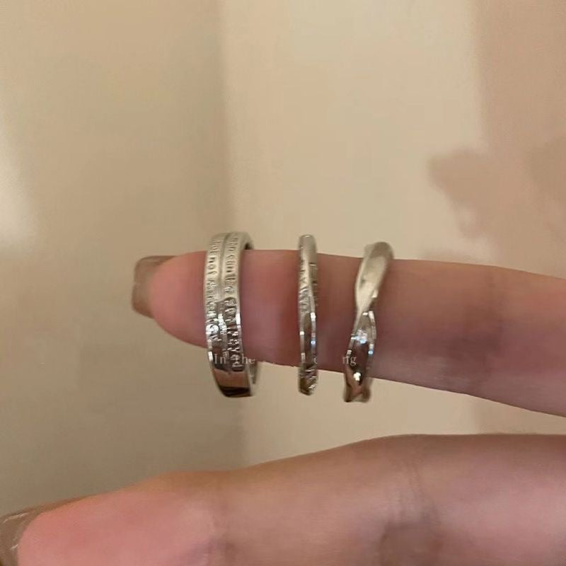 Wholesale Silver Color Ring Three-piece Set Simple Elegant All-match Finger Ring