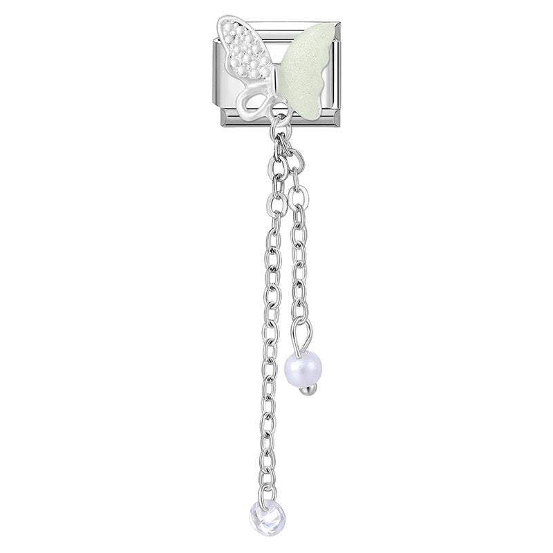 Wholesale Italian Charm Bracelet 9mm DIY Splicing Butterfly Patch Stainless Steel Composable Bracelet