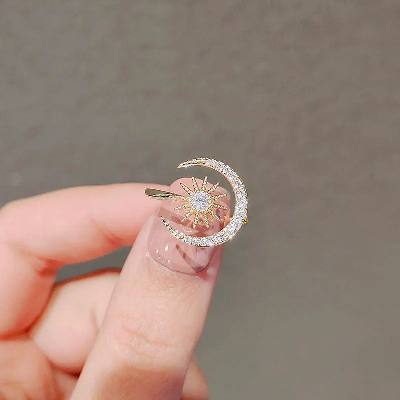 Wholesale Sun Moon Geometric Ring,  Zinc Alloy Light Luxury Jewelry Accessory,  Gift