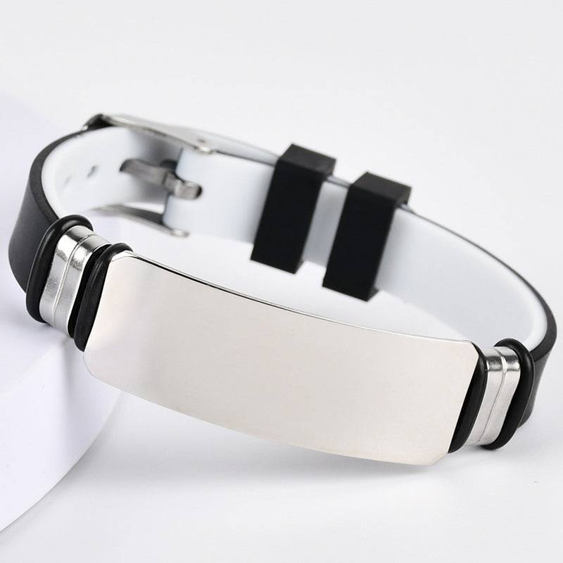 Wholesale  vintage silicone stainless steel men' s bracelet