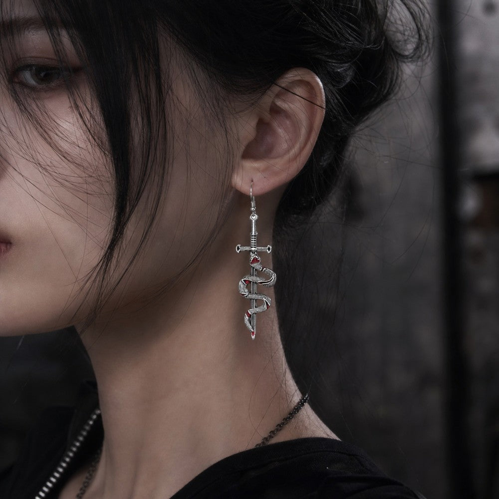 Wholesale Vintage Snake Cross Earrings Exaggerated Design Fashion Jewelry Accessory For Party Gift
