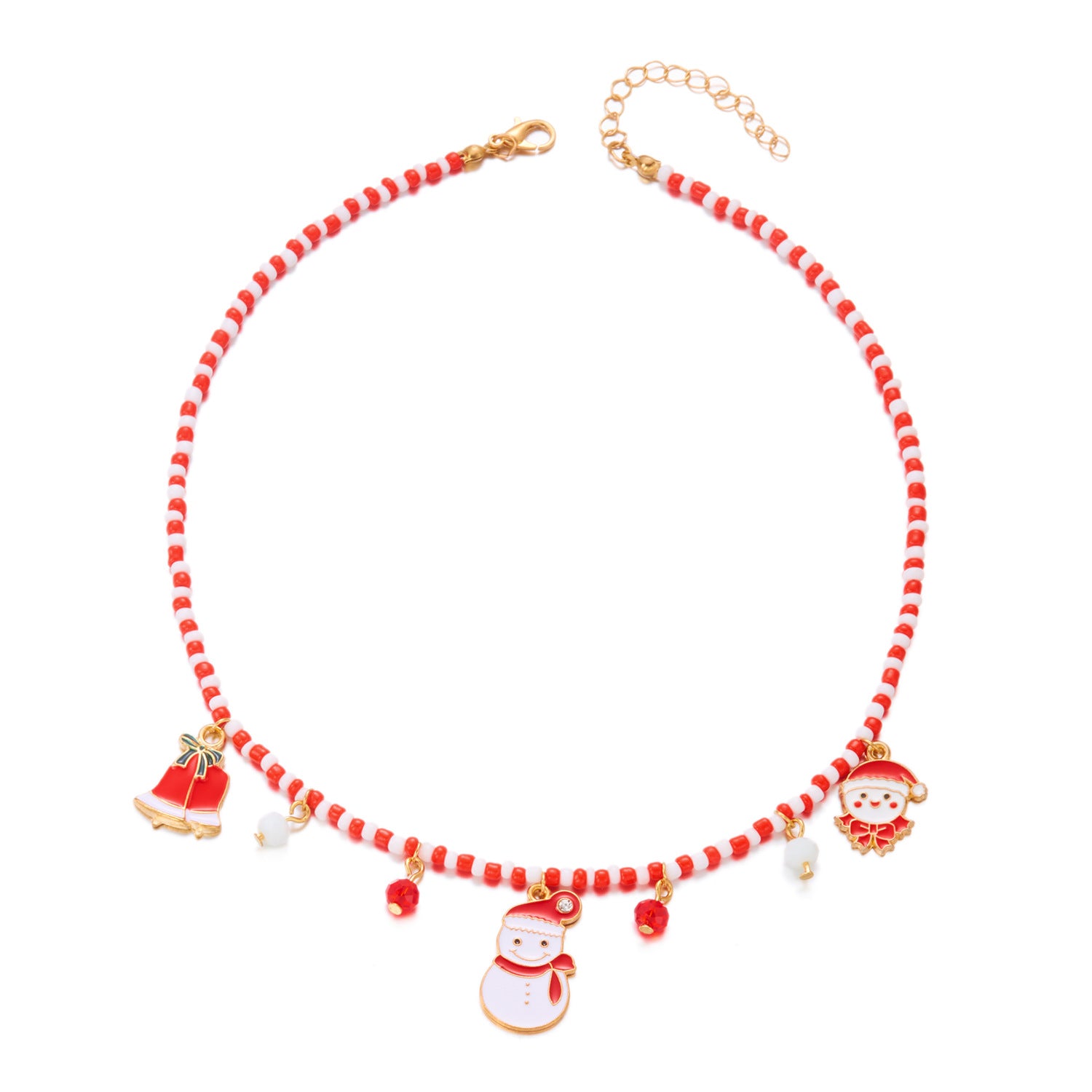 Wholesale Christmas Oil-Drop  Snowflake Color-Matched Beaded Necklace