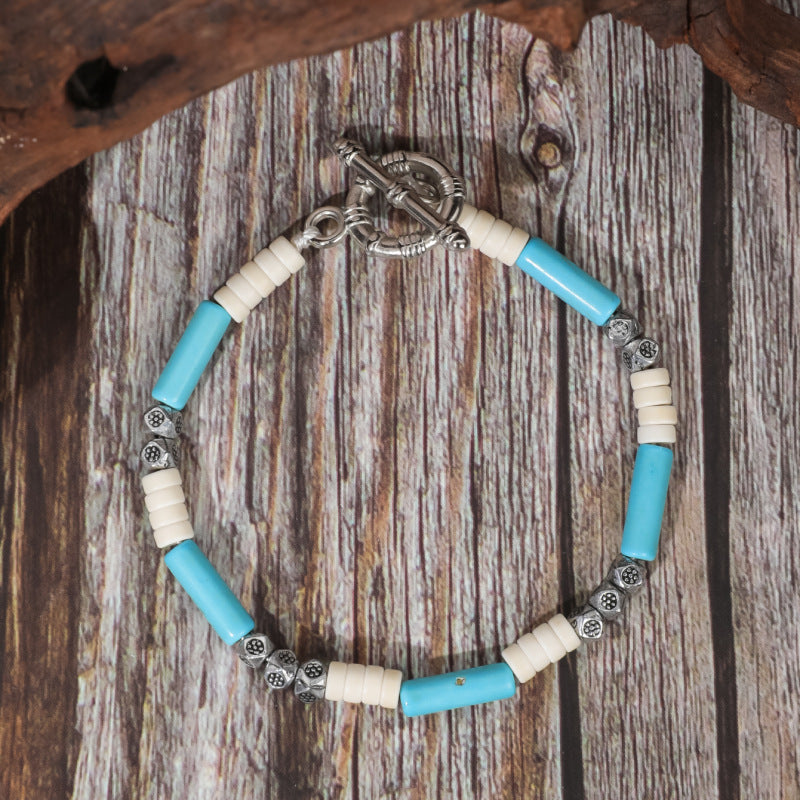 Wholesale Vintage Turquoise Coconut Shell Handmade Beaded Bracelets ACC-BT-JunJie013