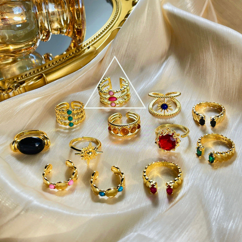 Wholesale Vintage 18k Gold Ring with Adjustable Opening Adjustable Rings Gold Plated Rings ACC-RS-YaoFeng002