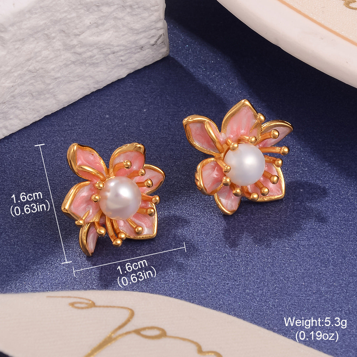 Wholesale Colorful Pearl Flower Enamel Drop Oil Fashionable Earrings