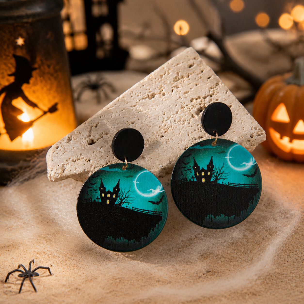 Wholesale Gothic  Earrings Acrylic Ghost Pumpkin Bat Skull Party Jewelry Accessory