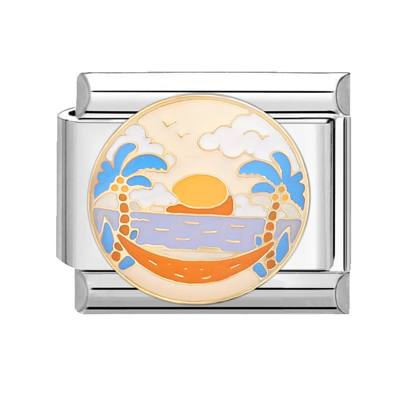 Wholesale  Italian Charm Bracelet 9mm DIY Splicing Removable Orange Holiday Collection Titanium Steel  Composable Bracelet