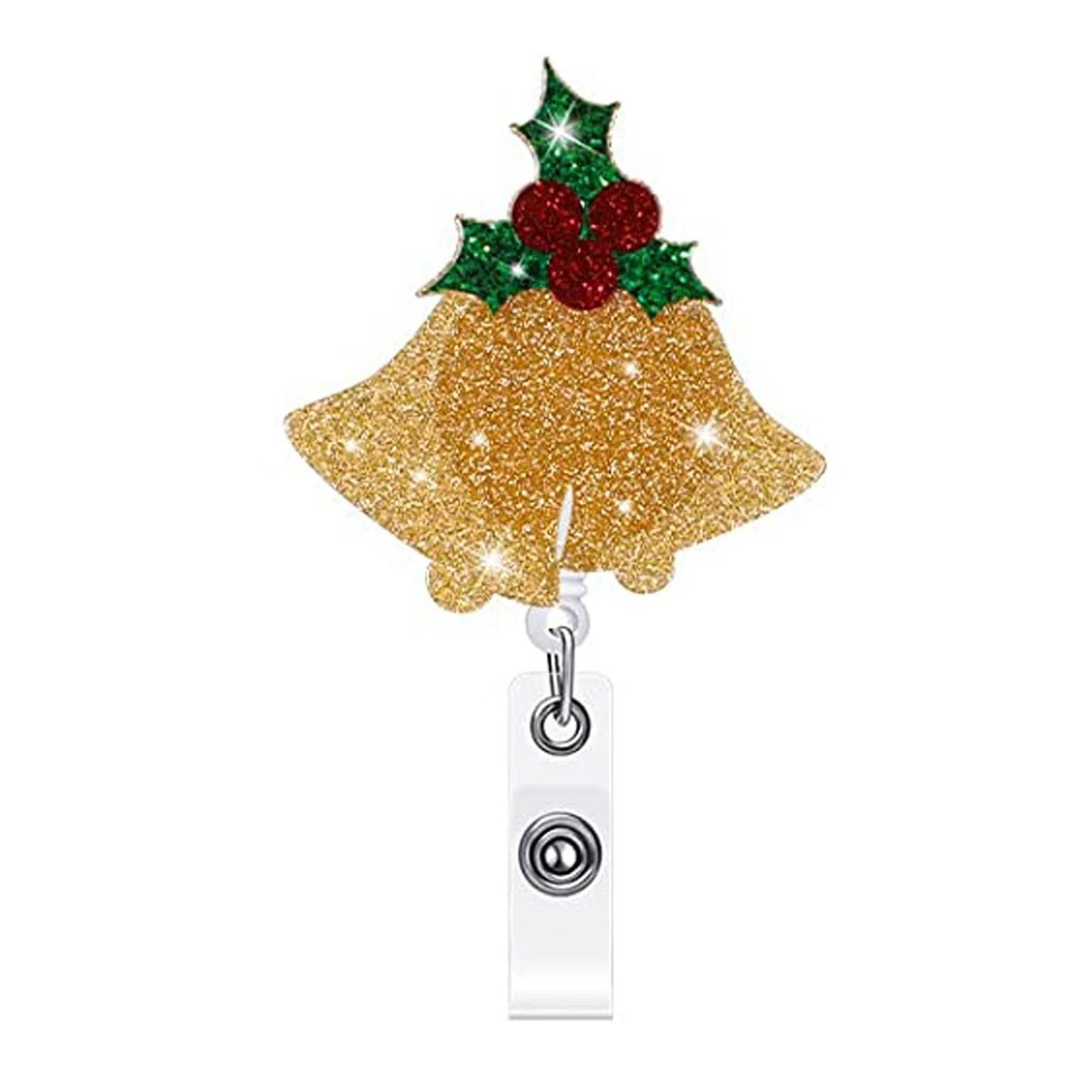 Wholesale Christmas Tree Holiday Glitter Badge Clip Retractable Keychain ACC-KC-LingYu011