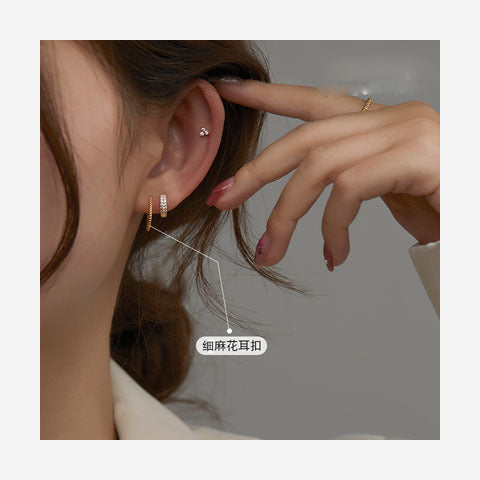 Wholesale Korean-Style Round Hoop Earrings Silver-Plated Diamond Studded Trendy Jewelry For Women Everyday Wear