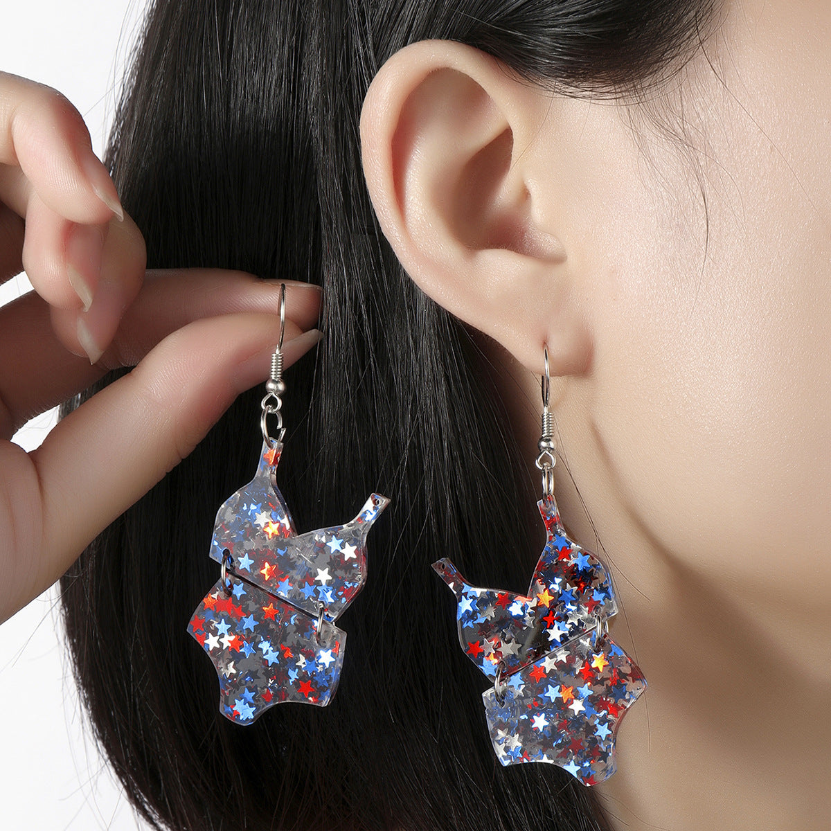 Wholesale  US Independence Day National Day Bikini Flip Flops Acrylic Personality Earrings